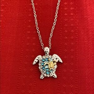 Silver and Gold MamaTurtle and her baby Pendant Necklace